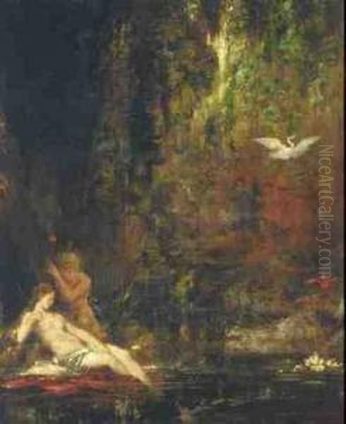 Source Surprise Par Un Satyre Oil Painting by Gustave Moreau