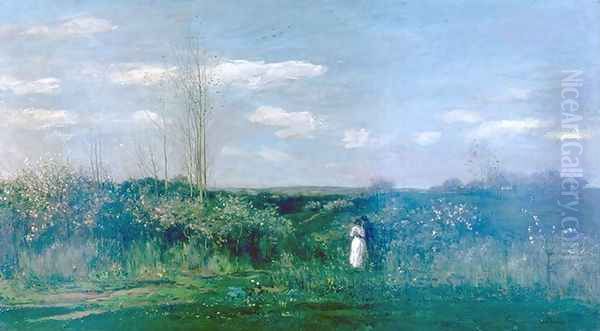 Spring Landscape, Le printemps Oil Painting by Charles-Francois Daubigny