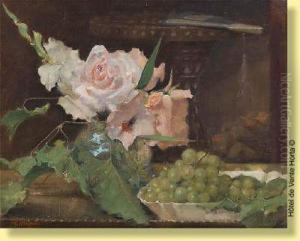 Roses Et Raisins Oil Painting by Henri Moreau