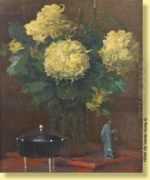 Vase Fleuri Et Chinoiseries Oil Painting by Henri Moreau