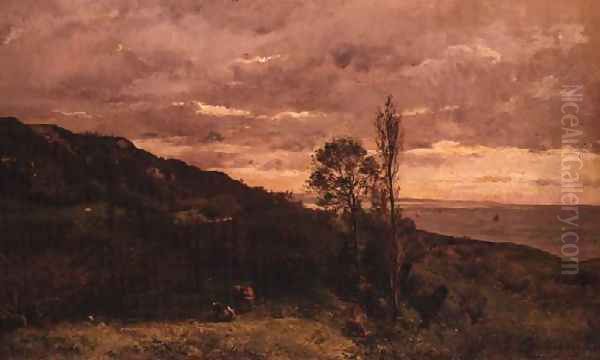 Landscape Near Villerville Oil Painting by Charles-Francois Daubigny