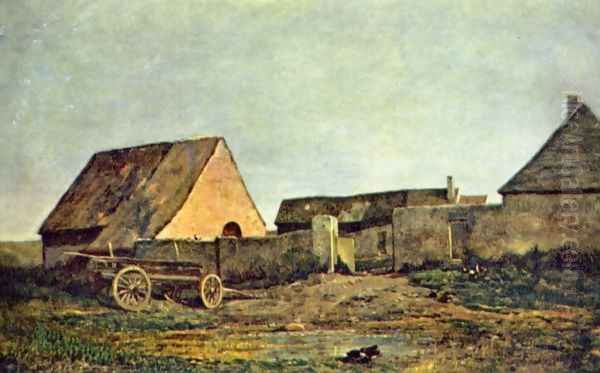 The Farm Oil Painting by Charles-Francois Daubigny