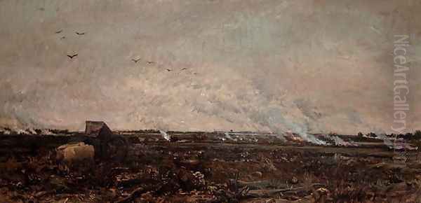 Octobre Oil Painting by Charles-Francois Daubigny