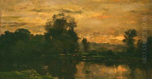 Landscape with Ducks Oil Painting by Charles-Francois Daubigny