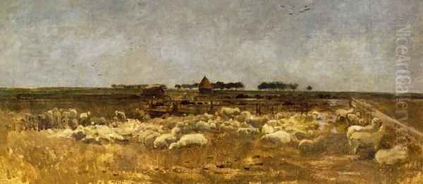 Le Parc à moutons Oil Painting by Charles-Francois Daubigny