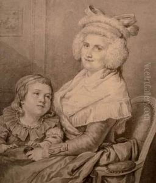 Jeune Mere Avec Son Fils Oil Painting by Jean-Michel Moreau