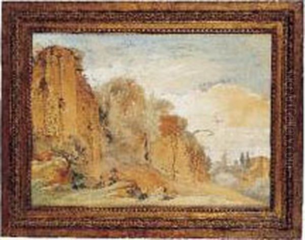 Berger Jouant De La Flute Dans Des Ruines Oil Painting by Jean-Michel Moreau