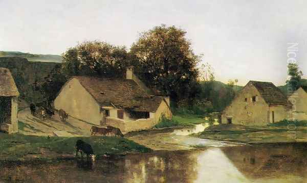 The Hamlet of Optevoz Oil Painting by Charles-Francois Daubigny