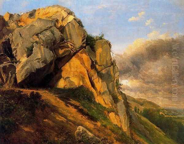 Rocky landscape Oil Painting by Charles-Francois Daubigny