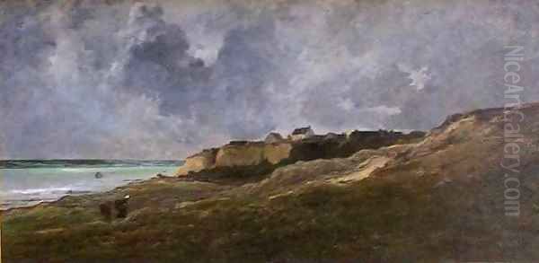 Cliffs at Villerville sur Mer Oil Painting by Charles-Francois Daubigny