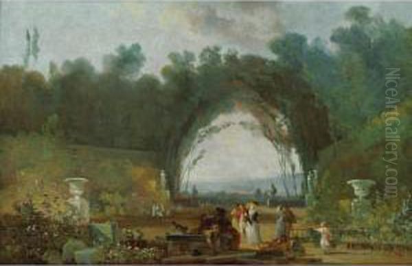 Appartenant A Une Collection 
Particuliere
 

 
 
 

 
 Vue D'une Terrasse, Probablement A Saint-cloud [louis Gabriel 
Moreau The Elder ; View Of A Terrace, Probably In Saint-cloud ; Oil On 
Paper Laid Down On C Oil Painting by Louis-Gabriel Moreau the Elder