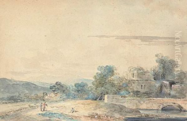 Paysage Oil Painting by Louis-Gabriel Moreau the Elder