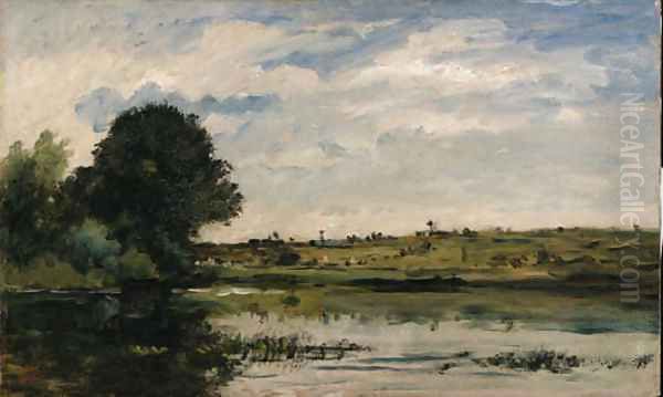 Au bord de la Seine Oil Painting by Charles-Francois Daubigny