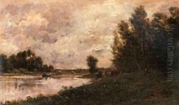 Daubigny Charles Francois Bords De L Oise Oil Painting by Charles-Francois Daubigny