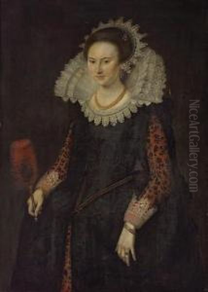 A Portrait Of A Lady Oil Painting by Paulus Moreelse