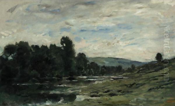 Bord de riviere Oil Painting by Charles-Francois Daubigny