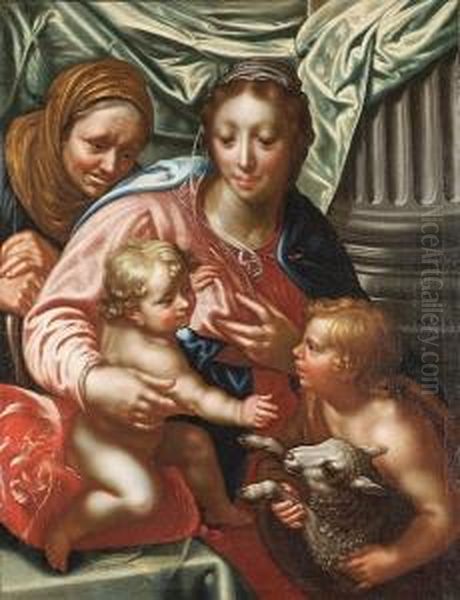 The Madonna And Child With The Infant Saint John The Baptist And Saint Elizabeth Oil Painting by Paulus Moreelse