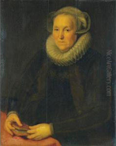 Portrait Of An Old Lady Holding A Book Oil Painting by Paulus Moreelse