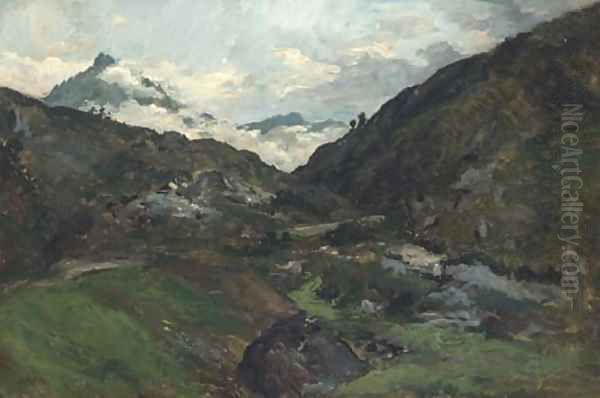 Paysage montagneux Oil Painting by Charles-Francois Daubigny