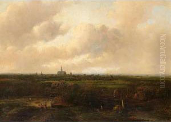 A Panoramic View Of Haarlem Oil Painting by Jan Evert Morel