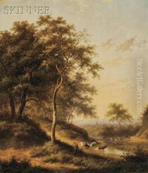 Shepherd Tending His Flock Oil Painting by Jan Evert Morel