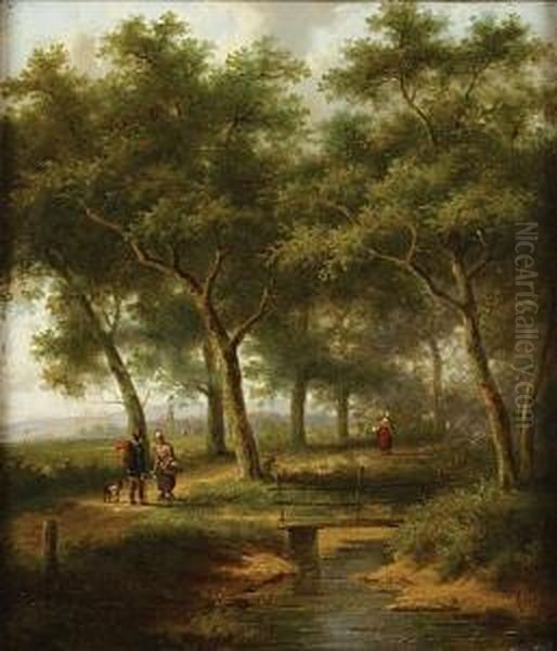 Landschap Met Personages Oil Painting by Jan Evert Morel