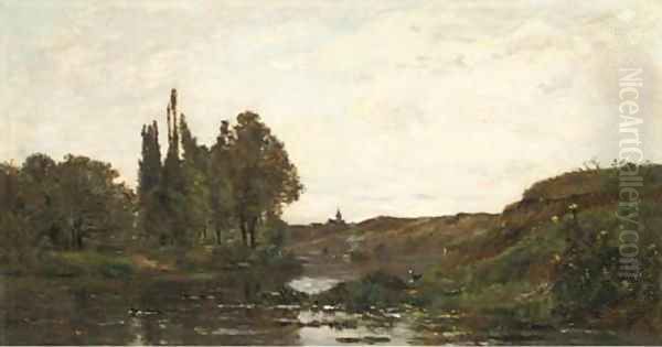 Les bords de l'Oise 2 Oil Painting by Charles-Francois Daubigny