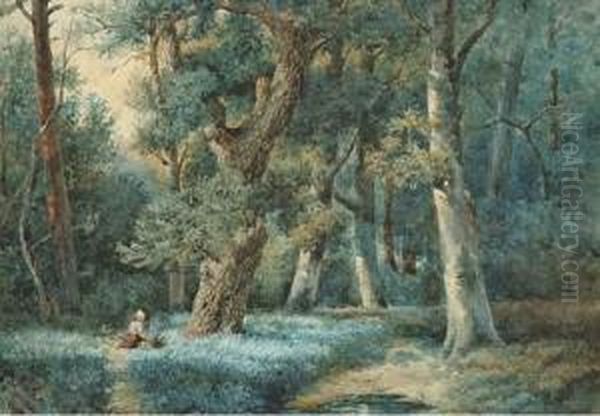 Gathering Wood In The Forest Oil Painting by Jan Evert Morel