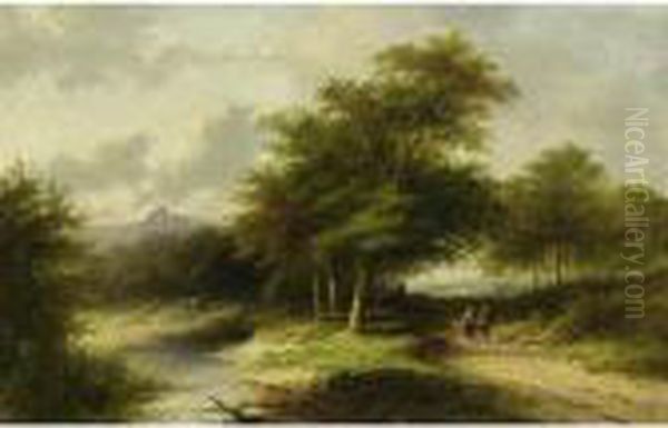 Travellers In A Summer Landscape by Jan Evert Morel