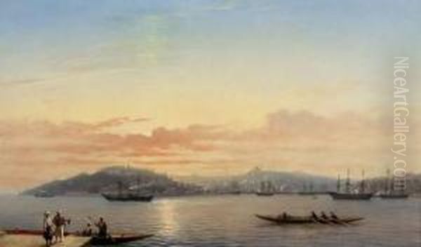 Constantinople, Vue De La Pointe Du Serail Prise De Galata Oil Painting by Antoine Leon Morel-Fatio