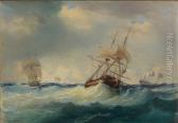 Vaisseau Royal Dans La Tempete Oil Painting by Antoine Leon Morel-Fatio