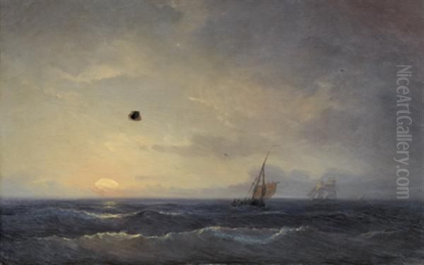 Marine Au Soleil Couchant Oil Painting by Antoine Leon Morel-Fatio