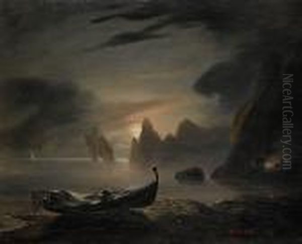 Kustlandskap I Mansken Oil Painting by Antoine Leon Morel-Fatio