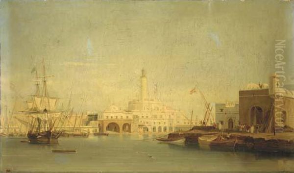 Vue Du Port D'alger, L'amiraute Oil Painting by Antoine Leon Morel-Fatio