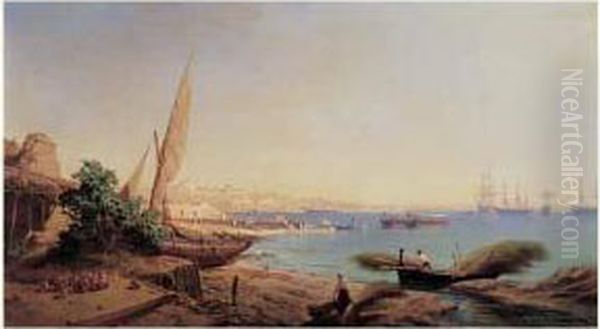 Vue Du Port De Toulon Oil Painting by Antoine Leon Morel-Fatio