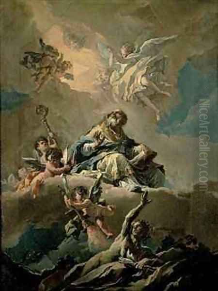 St Ambrose in Glory Oil Painting by Gaspare Diziani