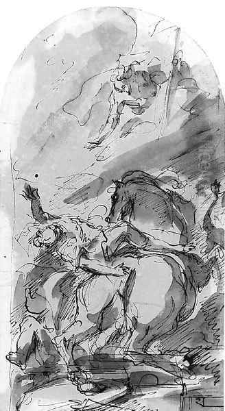 Two Studies for the Conversion of Saint Paul Oil Painting by Gaspare Diziani