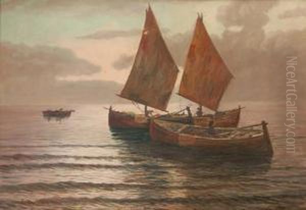 Barche Di Pescatori Al Tramonto Oil Painting by Federico Morello