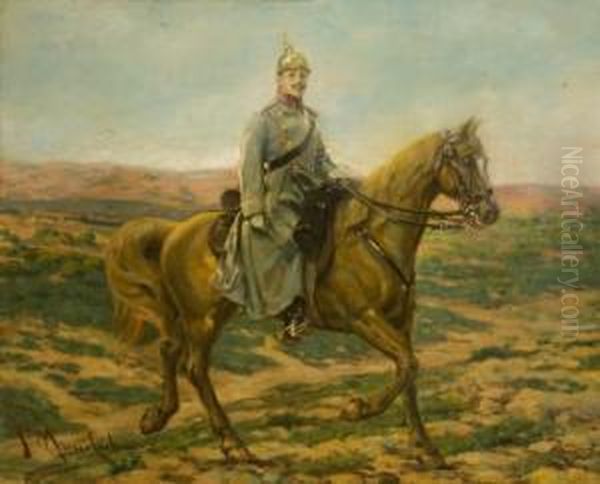 El Rey Alfonso Xiii A Caballo Oil Painting by Jose Moreno Carbonero