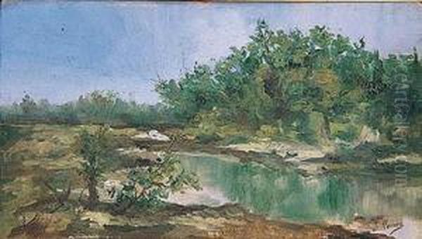 Paisaje Fluvial Oil Painting by Jaime Morera y Galicia