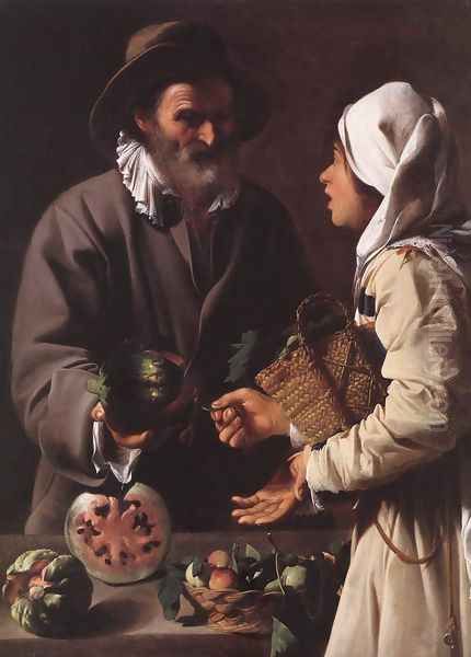 The Fruit Vendor 1615-20 Oil Painting by Pensionante Del Saraceni