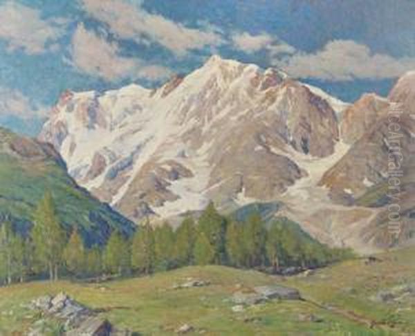 L'aspra Nordend (monte Rosa) Oil Painting by Mario Moretti Foggia