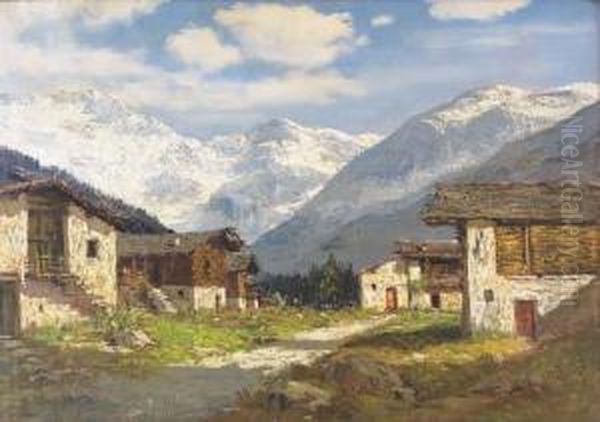 Macugnaga Oil Painting by Mario Moretti Foggia