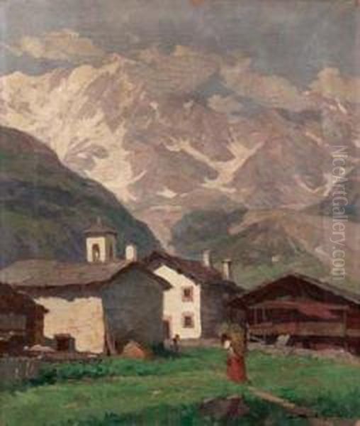 Monte Rosa Oil Painting by Mario Moretti Foggia