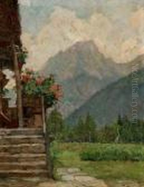 Balcone Fiorito Oil Painting by Mario Moretti Foggia