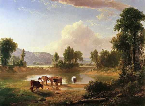 View of Esopus Creek, Ulster County, New York Oil Painting by Asher Brown Durand