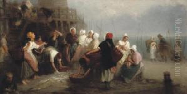 The Fish Market - Make Your Bid Oil Painting by John Morgan