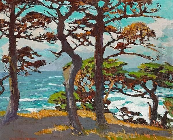 Cypress, Monterey Coast After Rain Oil Painting by Mary Deneale Morgan