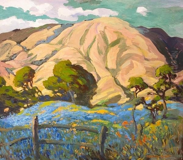 Upper Carmel Valley Hills Near Jamesburg Oil Painting by Mary Deneale Morgan