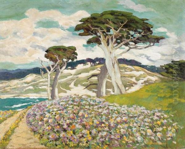 Overlooking Fan Shell Beach Oil Painting by Mary Deneale Morgan